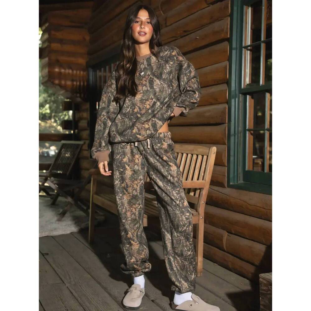 NEW TIC TOC bayou woodland fleece jogger pants in dark camo